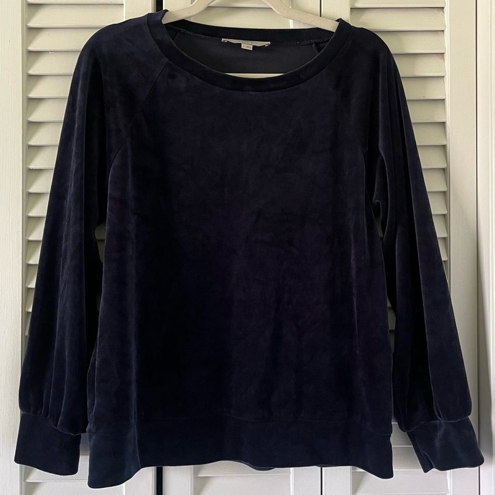 Loft 448094 Navy Velour Sweatshirt Size Small